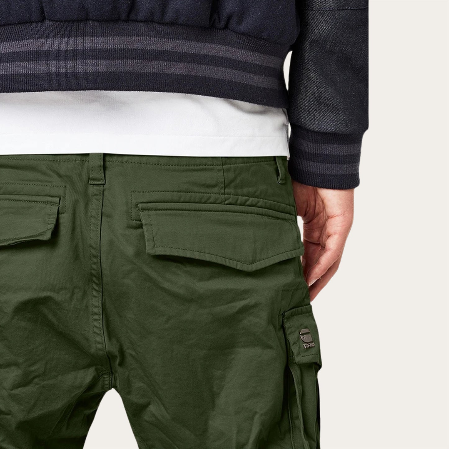 100% Stretchable Cotton Fabric Cargo Pants – Olive Green Dark