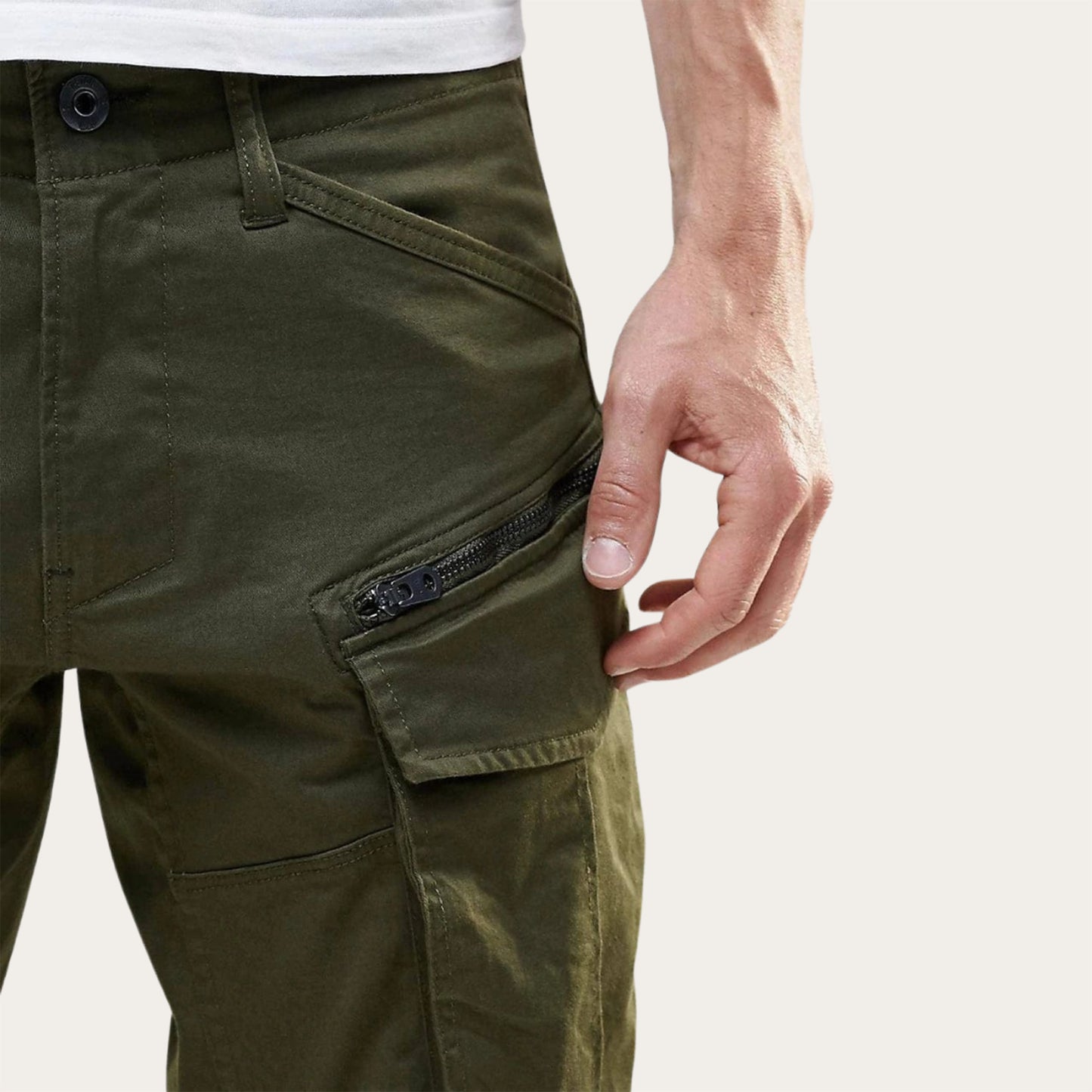 100% Stretchable Cotton Fabric Cargo Pants – Olive Green Dark