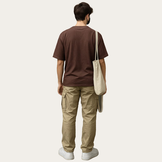 100% Stretchable Cotton Fabric Cargo Pants - Police Beige