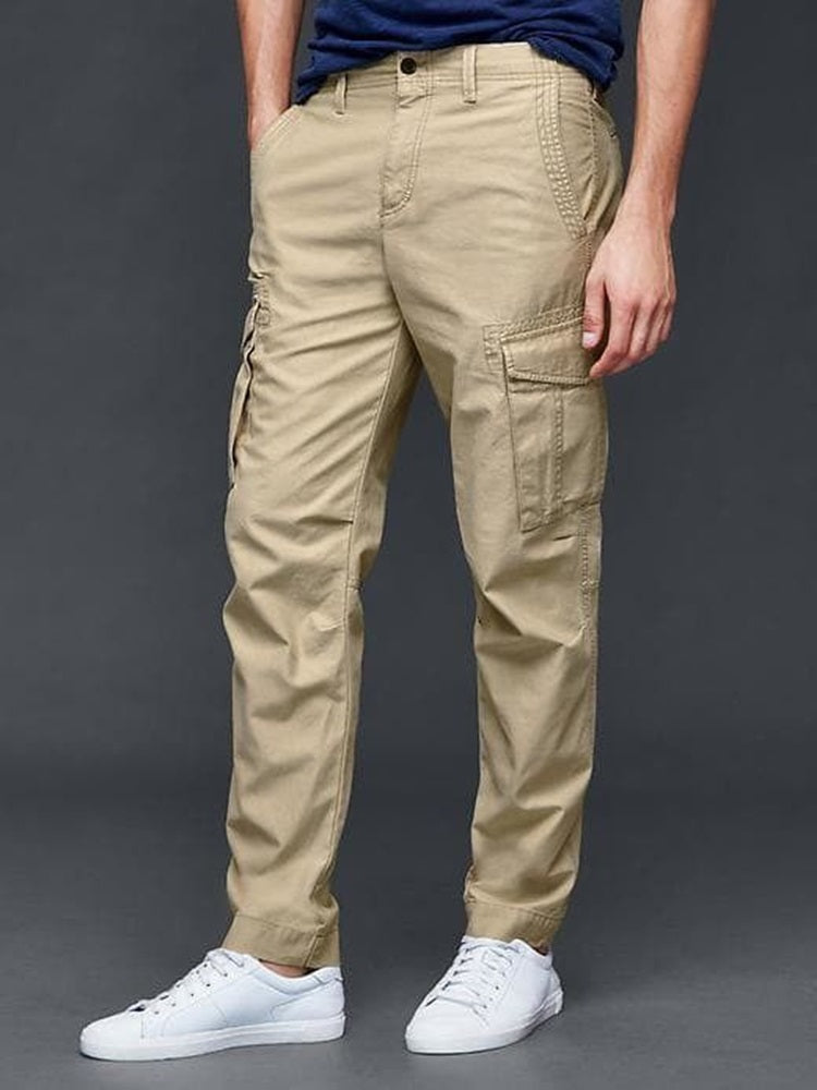 100% Stretchable Cotton Fabric Cargo Pants - Police Beige