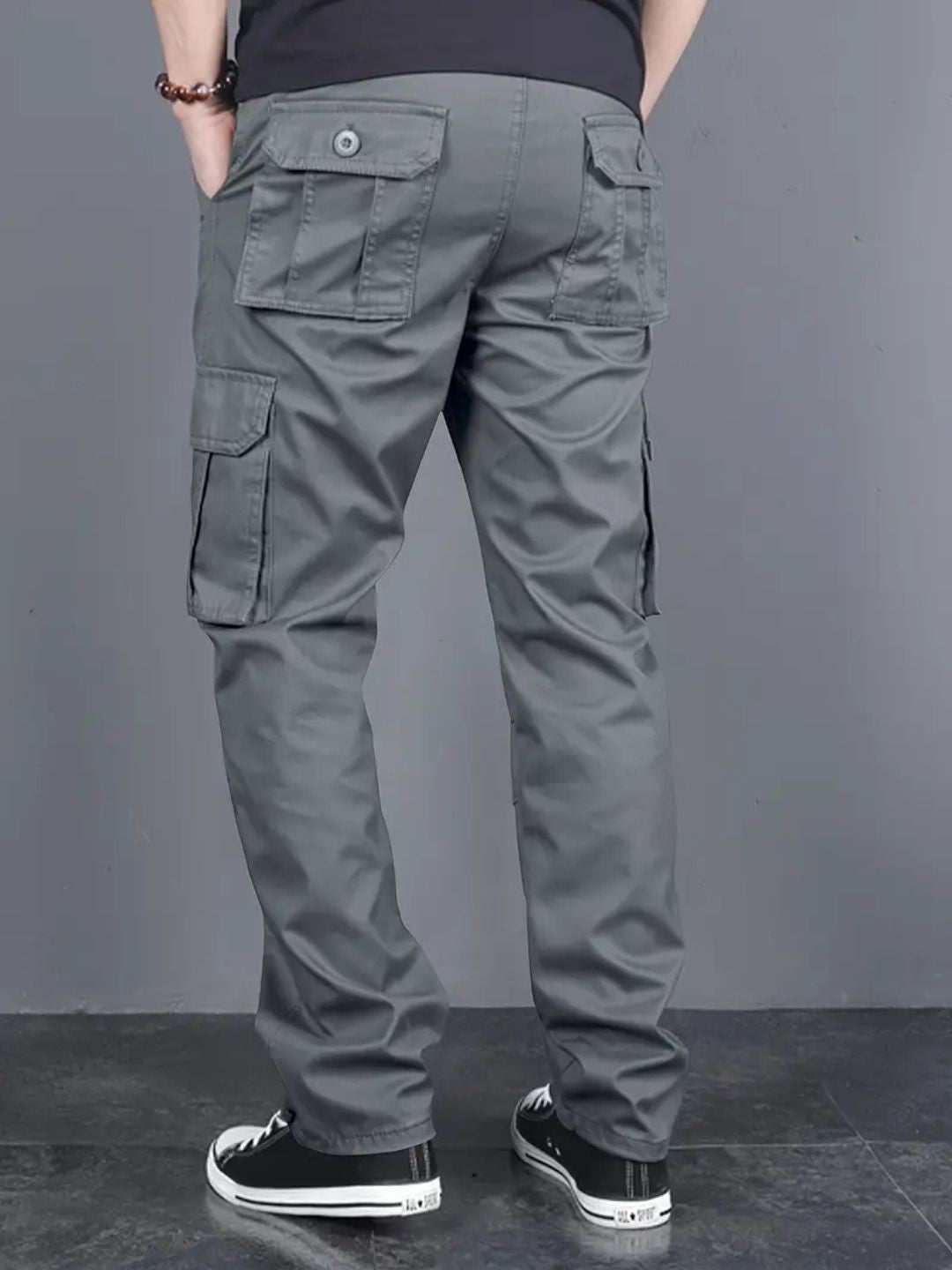 100% Stretchable Cotton Fabric Cargo Pants – Dark Grey