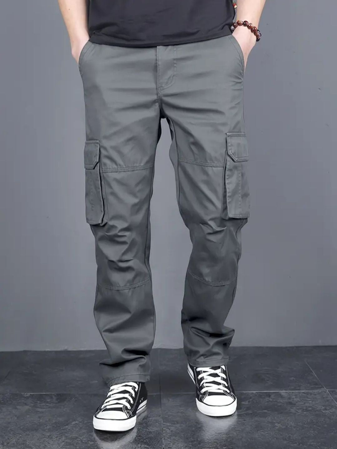 100% Stretchable Cotton Fabric Cargo Pants – Dark Grey