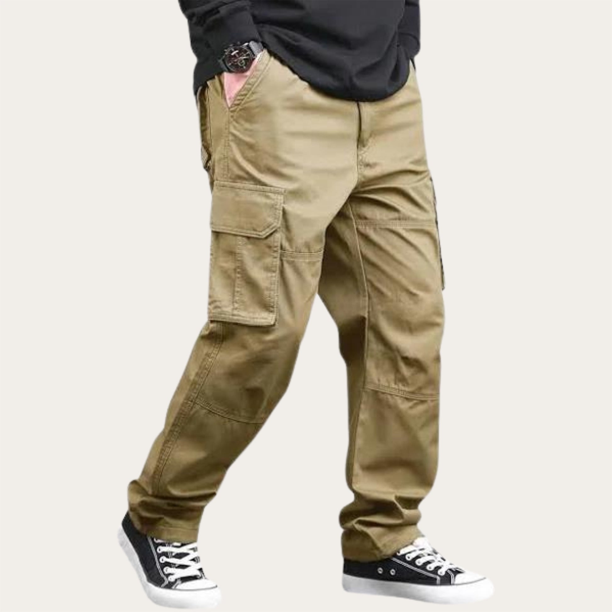 100% Stretchable Cotton Fabric Cargo Pants – Beige