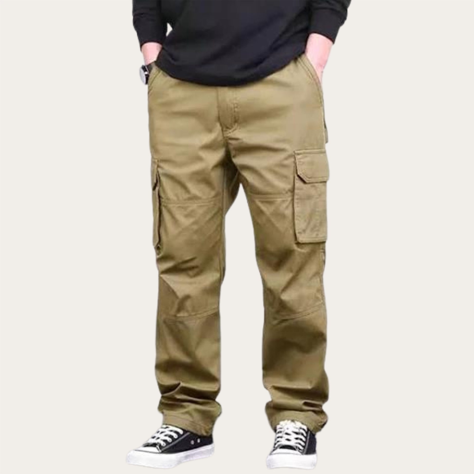 100% Stretchable Cotton Fabric Cargo Pants – Beige