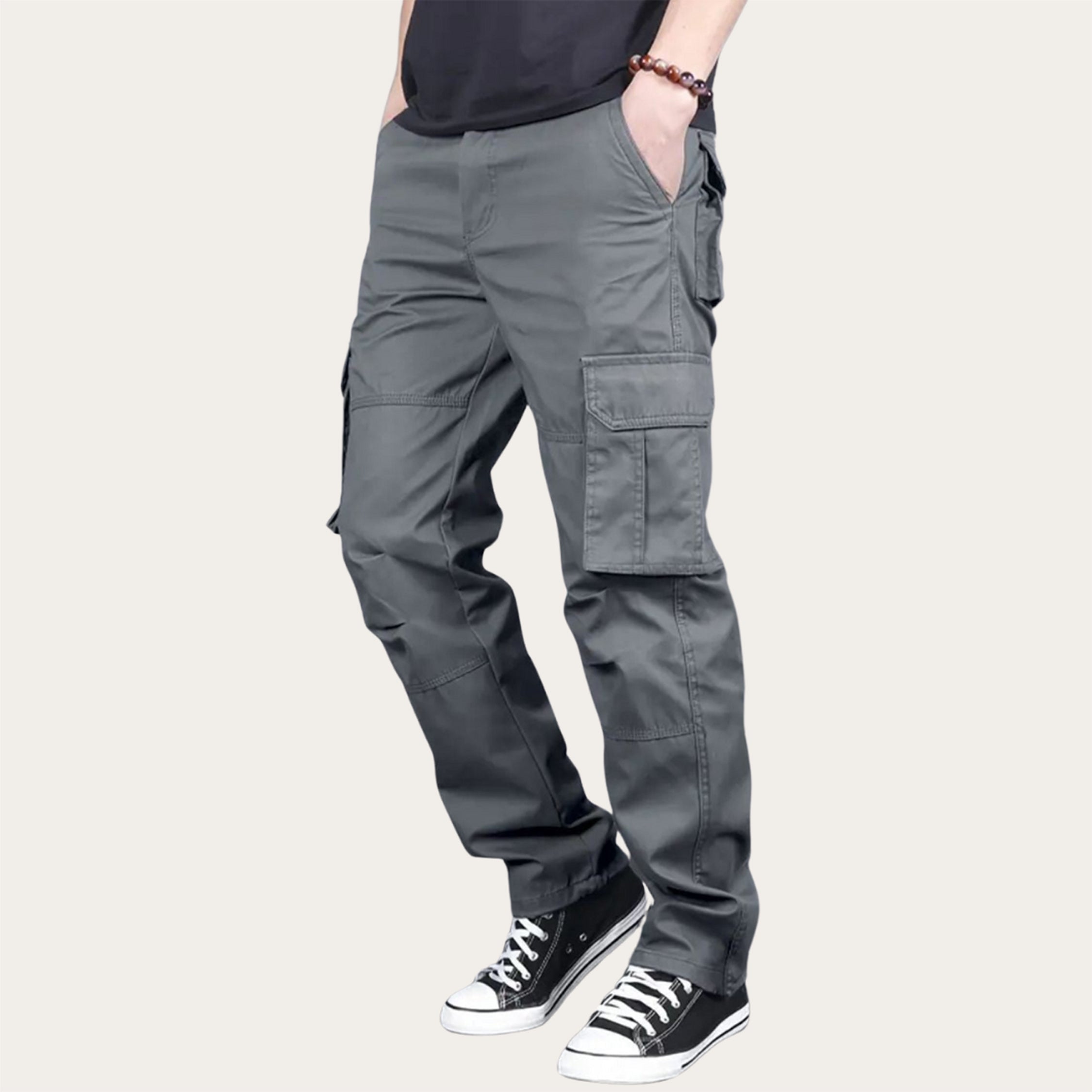 100% Stretchable Cotton Fabric Cargo Pants – Dark Grey