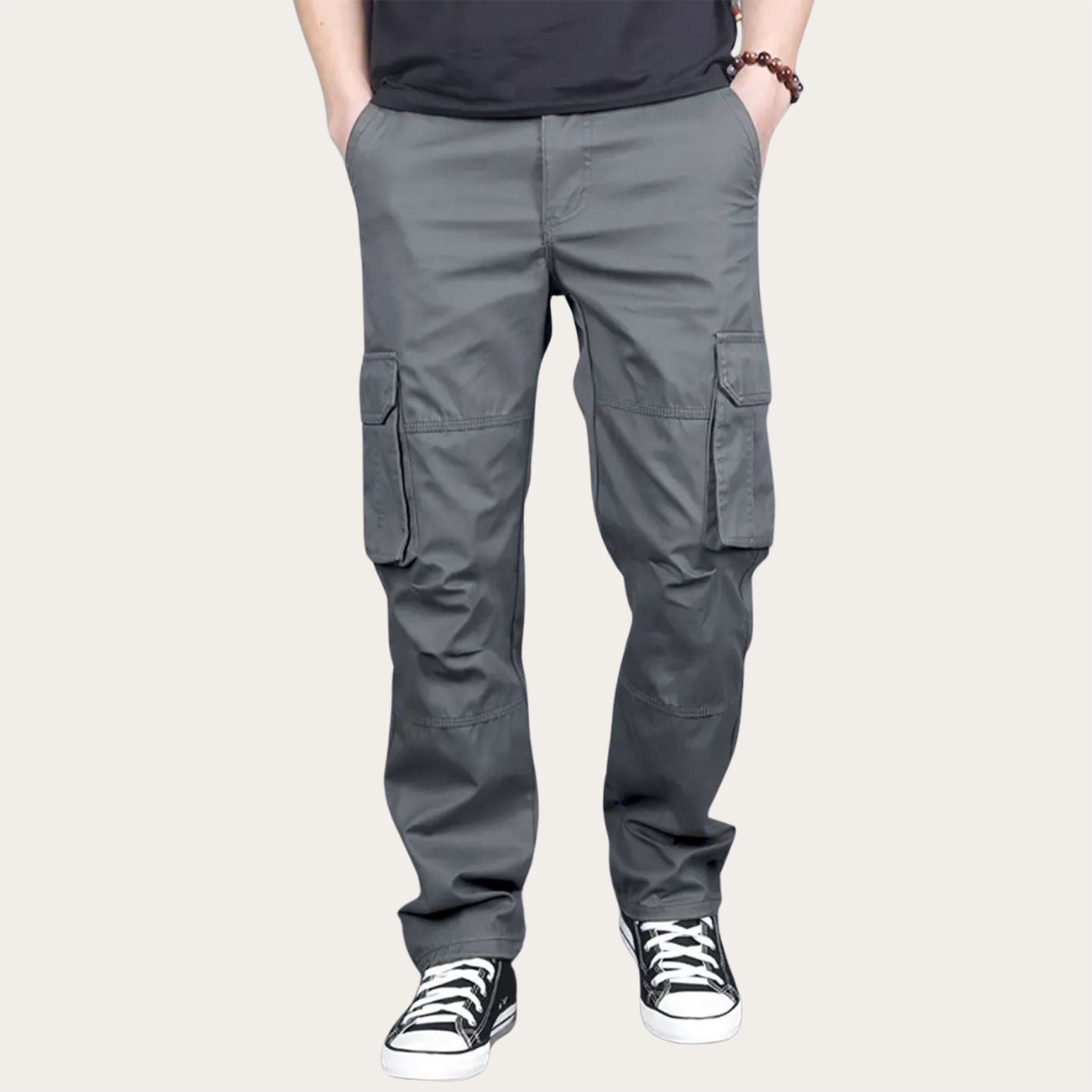100% Stretchable Cotton Fabric Cargo Pants – Dark Grey