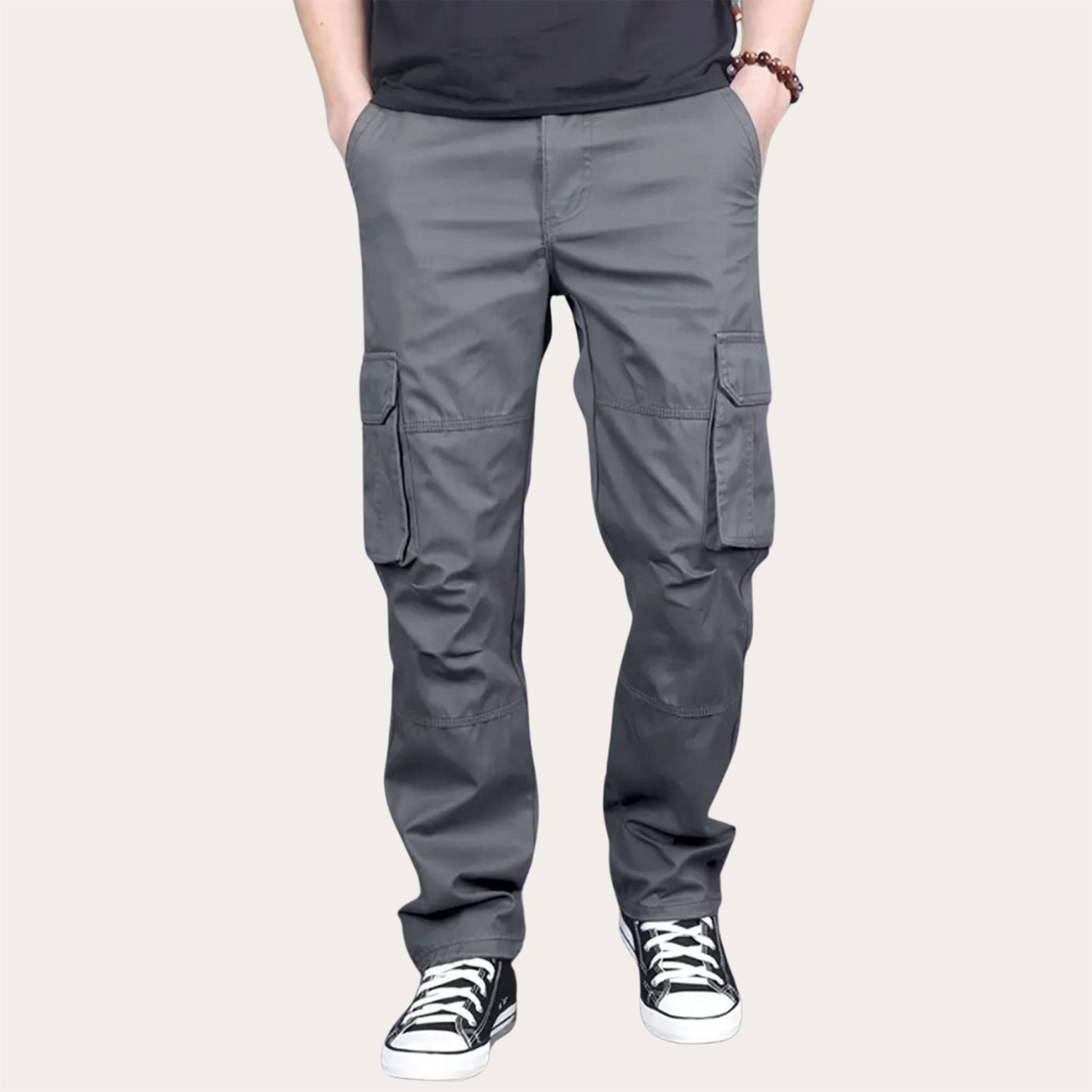100% Stretchable Cotton Fabric Cargo Pants – Dark Grey