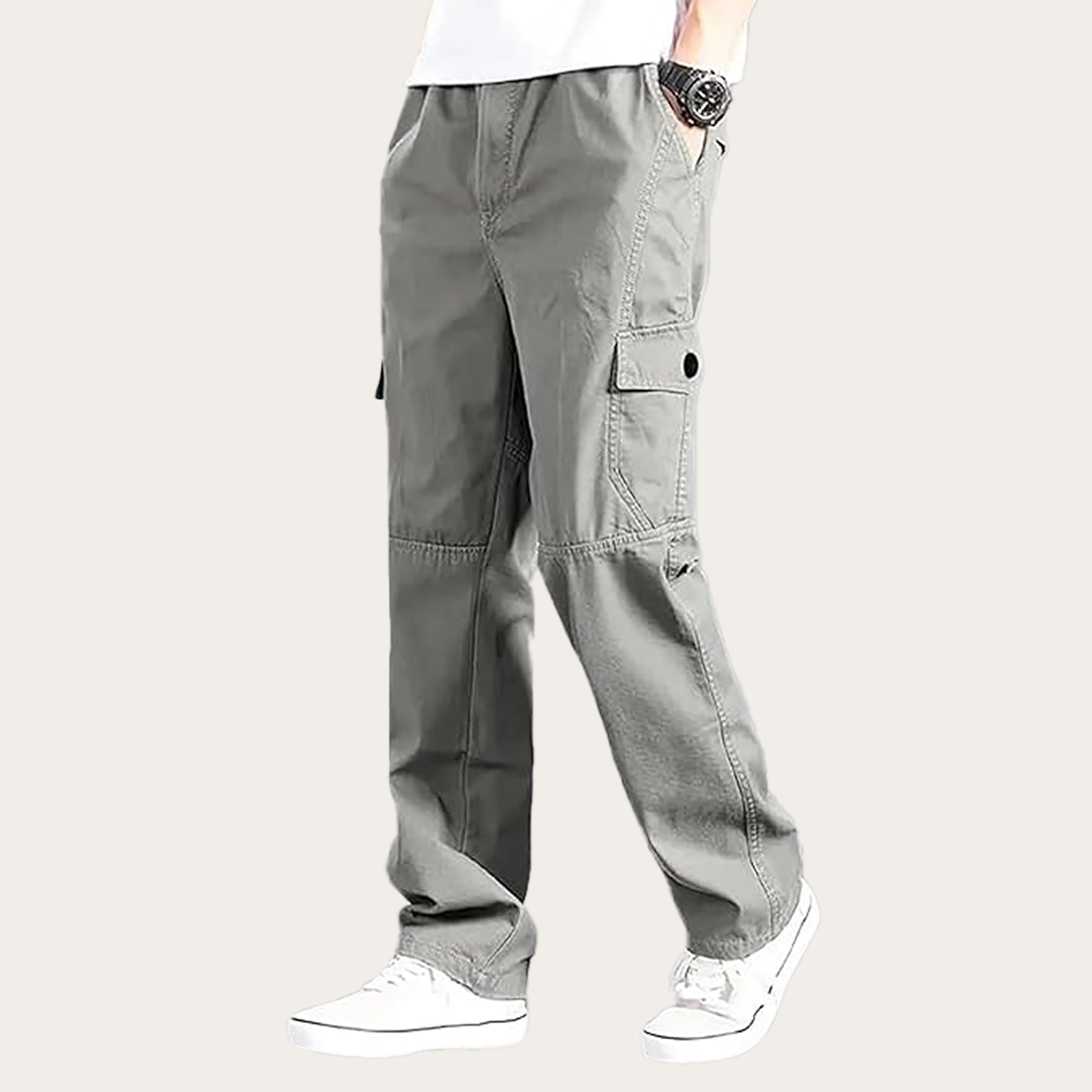 100% Stretchable Cotton Fabric Cargo Pants – Grey