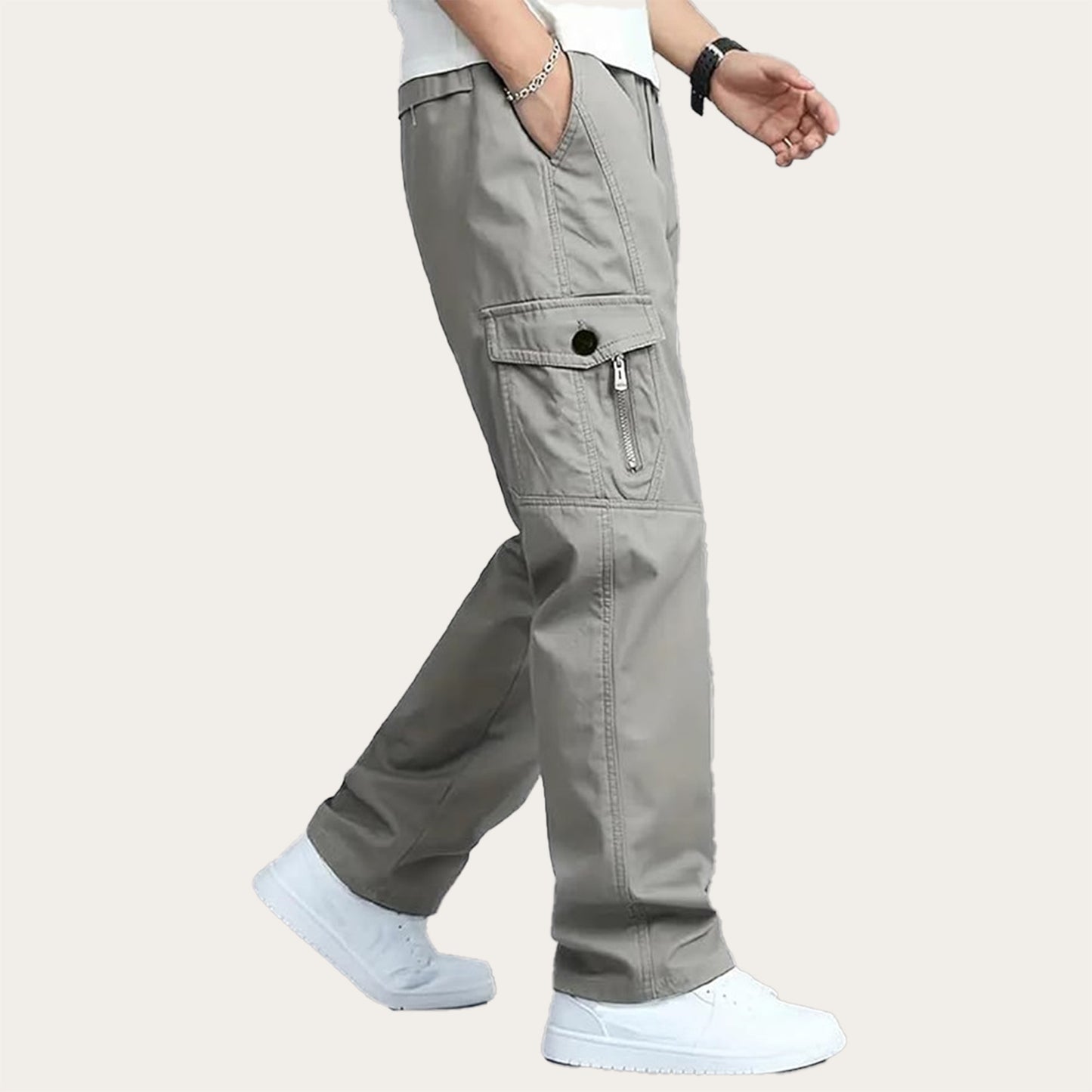 100% Stretchable Cotton Fabric Cargo Pants – Grey