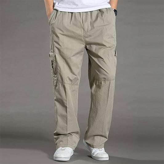 100% Stretchable Cotton Fabric Cargo Pants - Light Beige