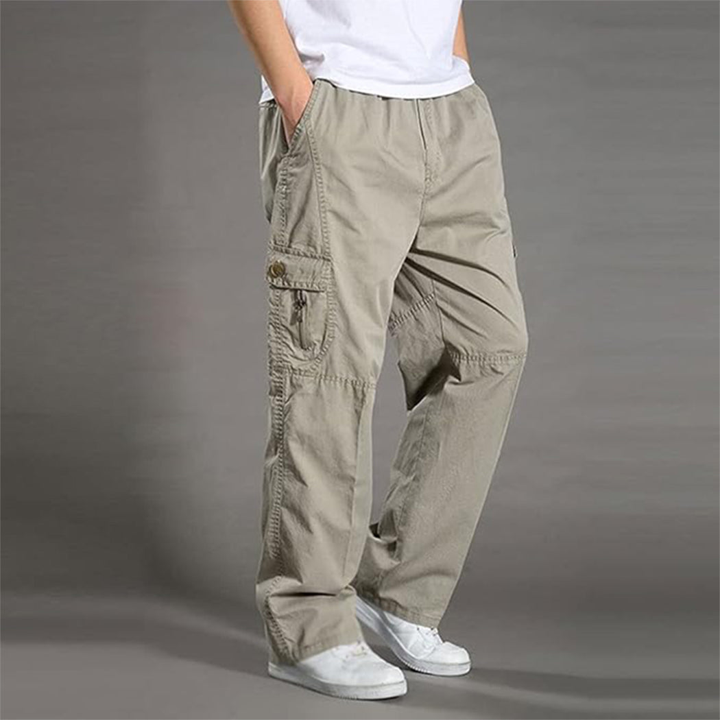 100% Stretchable Cotton Fabric Cargo Pants - Light Beige