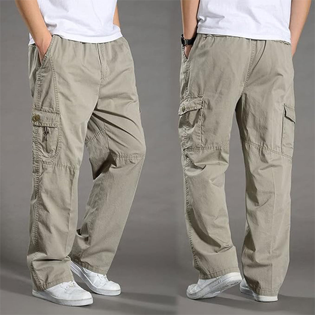 100% Stretchable Cotton Fabric Cargo Pants - Light Beige
