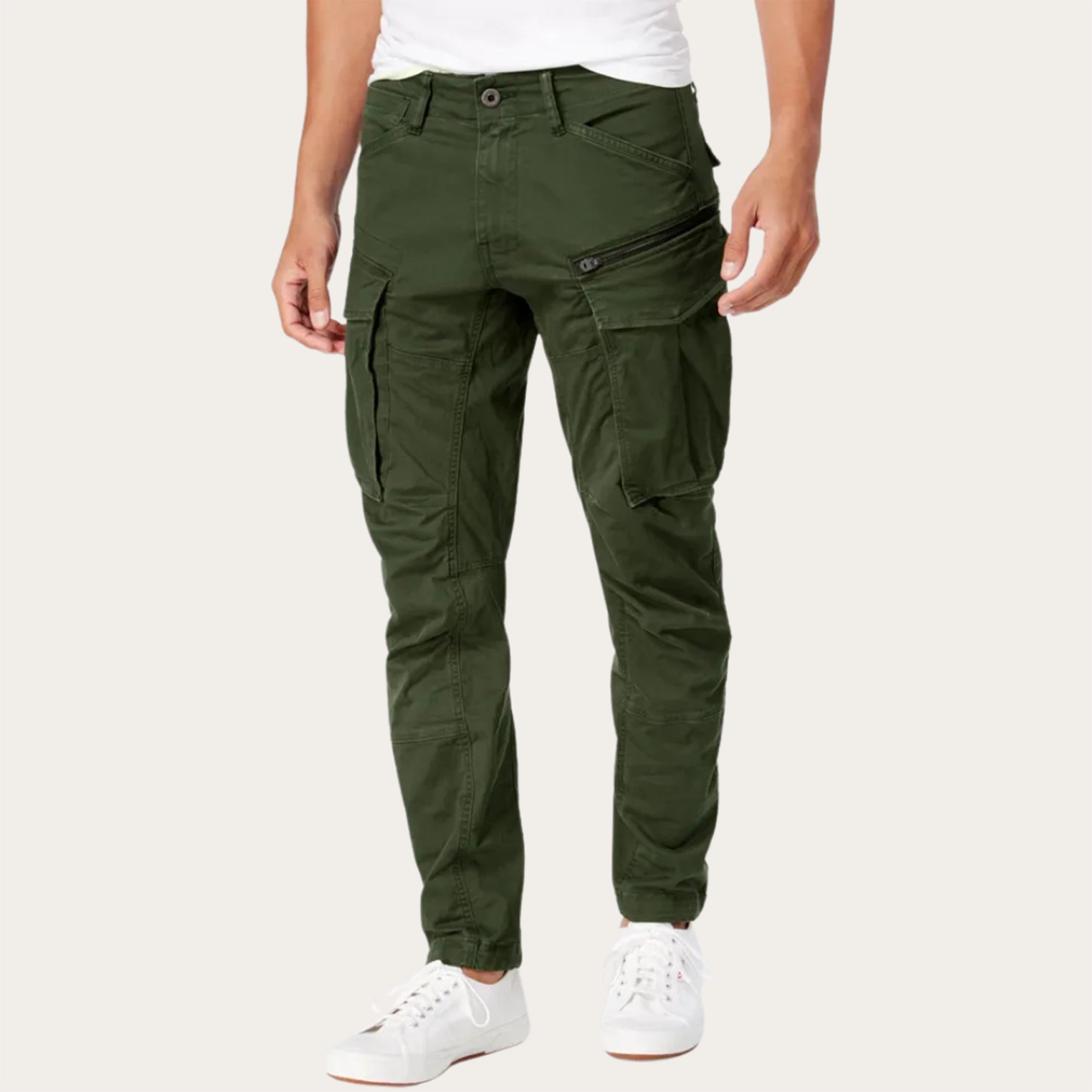 100% Stretchable Cotton Fabric Cargo Pants – Olive Green Dark