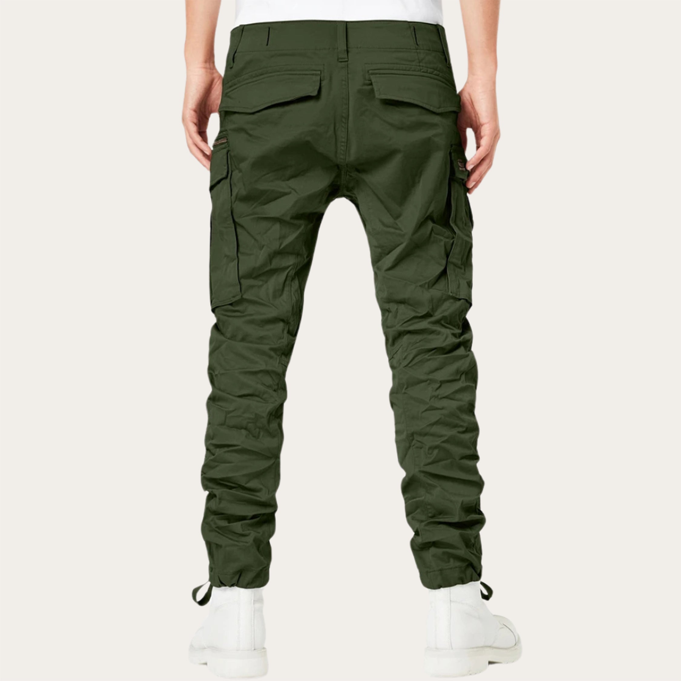 100% Stretchable Cotton Fabric Cargo Pants – Olive Green Dark