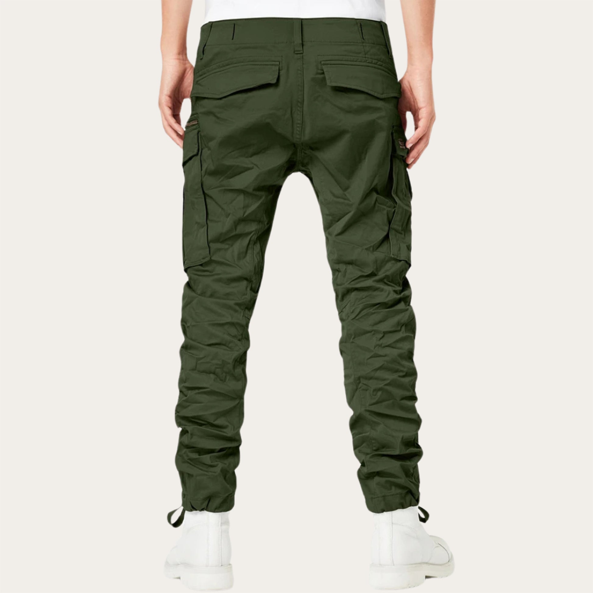 100% Stretchable Cotton Fabric Cargo Pants – Olive Green Dark