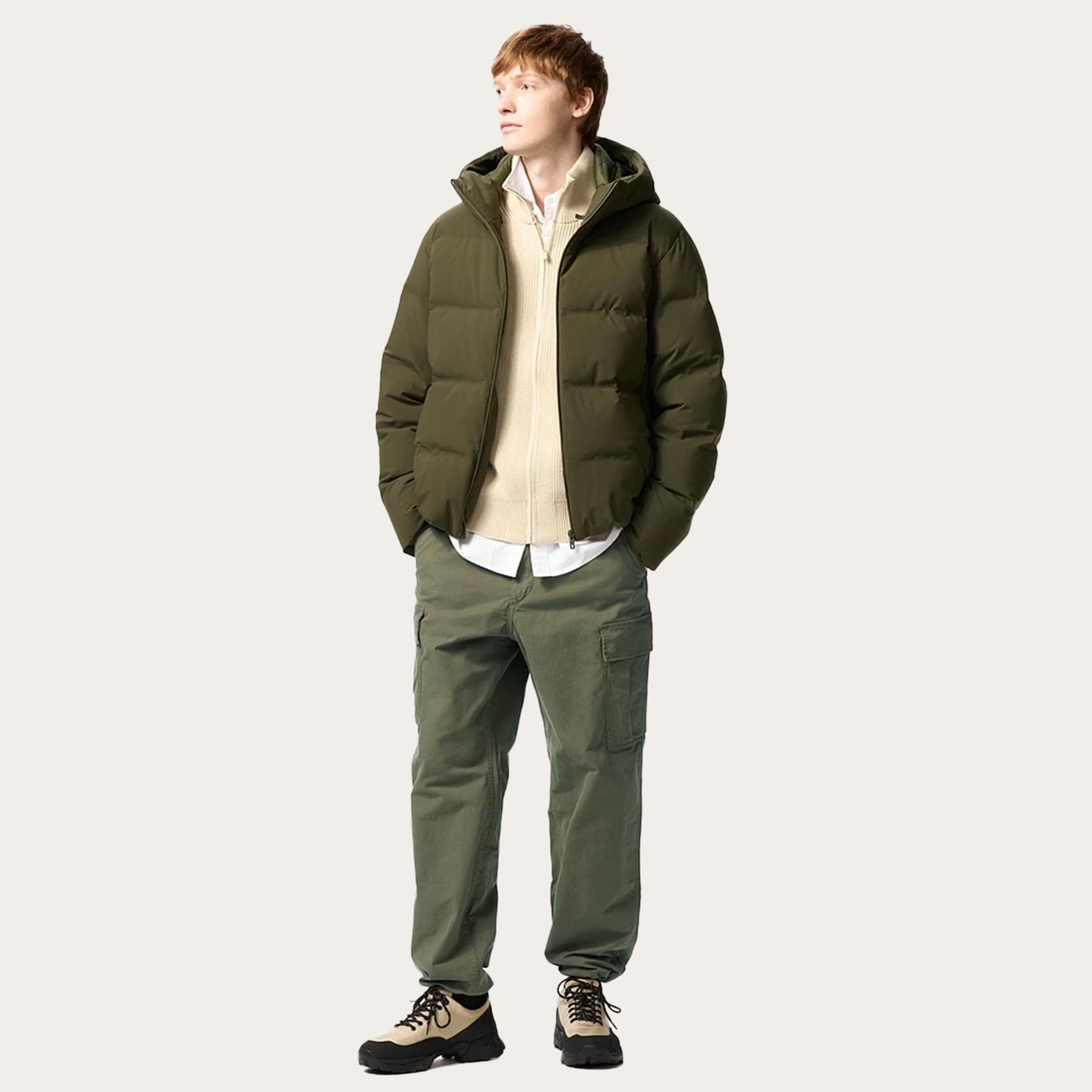 100% Stretchable Cotton Fabric Cargo Pants - Olive Green Light