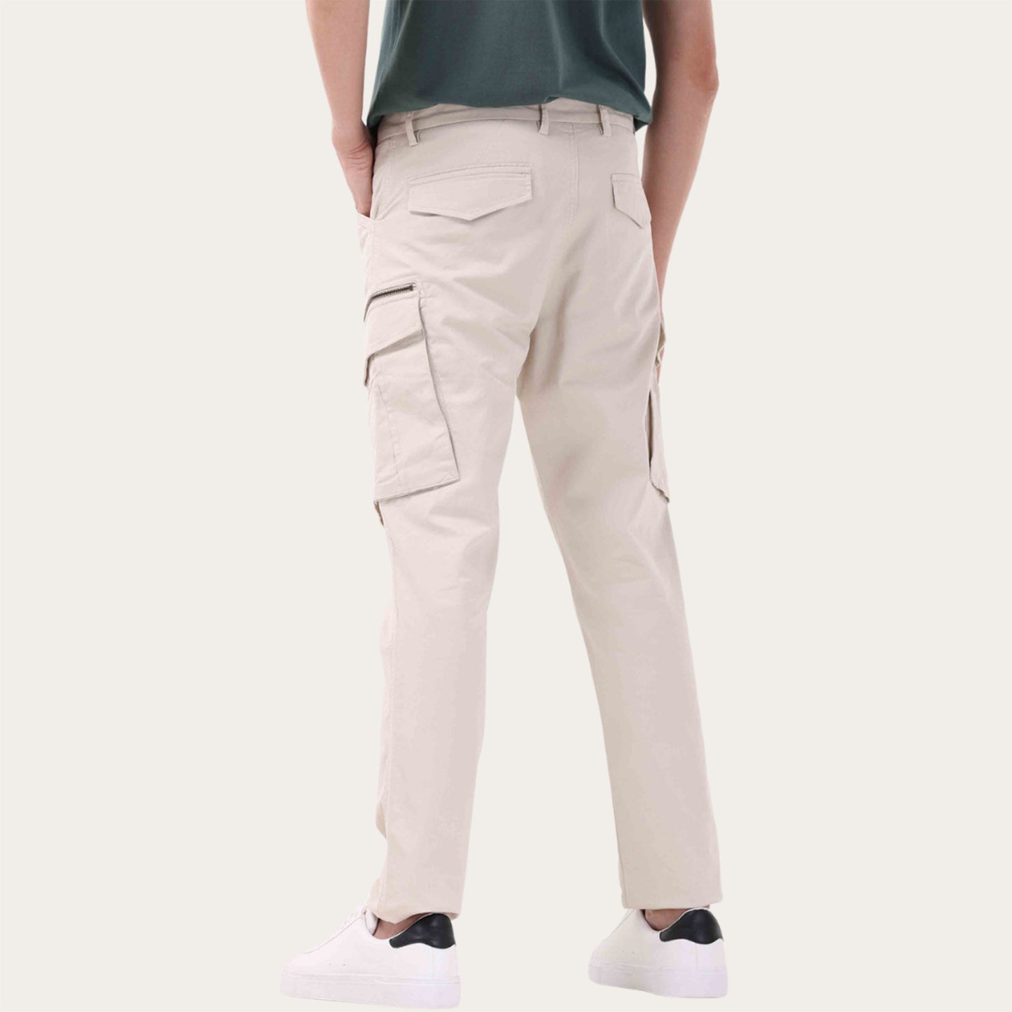 100% Stretchable Cotton Fabric Cargo Pants – Ultra Light Beige