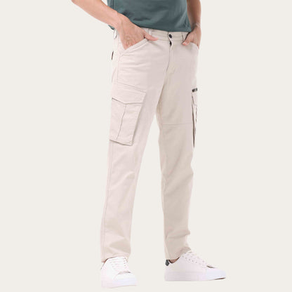 100% Stretchable Cotton Fabric Cargo Pants – Ultra Light Beige