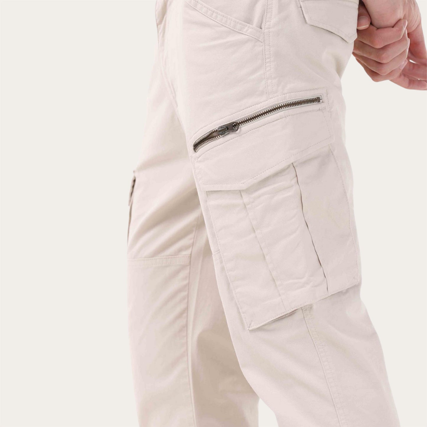 100% Stretchable Cotton Fabric Cargo Pants – Ultra Light Beige